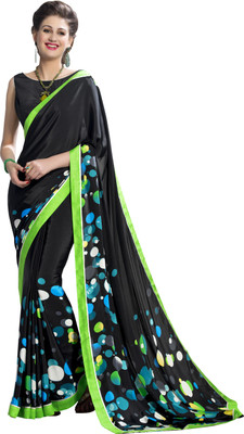 

Jiya Self Design, Printed Fashion Art Silk, Crepe Saree(Black, Multicolor)