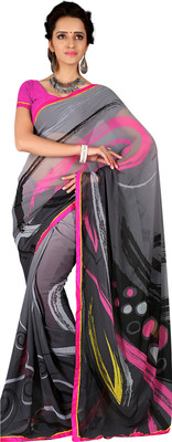 

Jiya Self Design, Printed Fashion Georgette Saree(Grey, Multicolor)