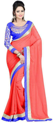 

BHARGAV TEXTILES Embroidered Bollywood Handloom Chiffon Saree(Orange)