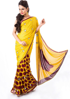 

Cenizas Self Design Fashion Chiffon Saree(Yellow)