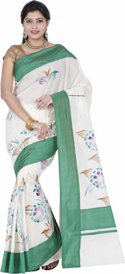 Fashionkiosks Hand Painted Mundum Neriyathum Cotton Blend Saree(Multicolor)