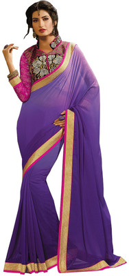 

Lovelylook Embroidered Fashion Georgette Saree(Purple), Lavender