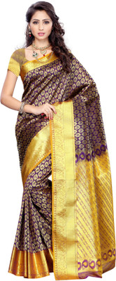 Mimosa Woven Kanjivaram Art Silk Saree(Purple, Magenta