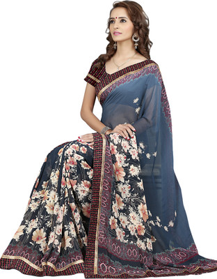 

Khushali Self Design, Printed Fashion Georgette Saree(Light Blue, Multicolor)