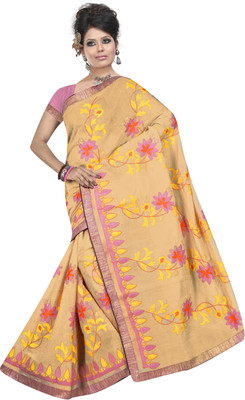 

Indianbeauty Self Design, Embroidered Fashion Cotton Saree(Orange)