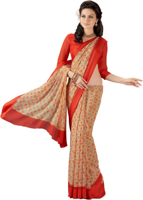 

Khushali Self Design, Printed Fashion Georgette Saree(Beige, Multicolor, Orange)