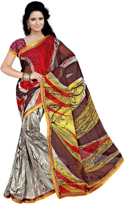 

Party Wear Dresses Printed Fashion Chiffon Saree(Brown)