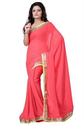 

Stylezone Solid Fashion Chiffon Saree(Pink)