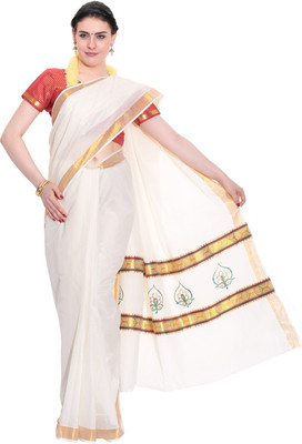 

Darps Self Design Balarampuram Cotton Saree(Multicolor), Cream