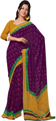 

Party Wear Dresses Printed Fashion Pure Chiffon Saree(Purple)