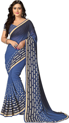 Saara Printed Fashion Georgette Saree(Blue)