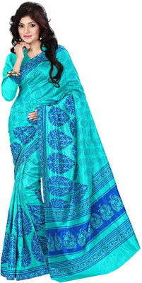 

Roopkala Silks Printed Mysore Dupion Silk Saree(Green)