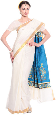 

Darps Self Design Balarampuram Cotton Saree(Multicolor), Cream