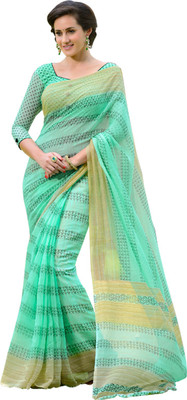 

Helixenterprise Printed Fashion Handloom Cotton Saree(Green)