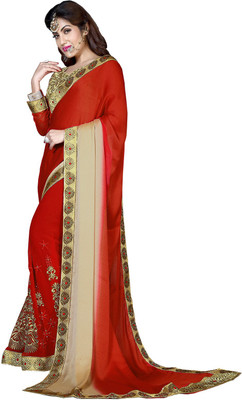 

Lovelylook Embroidered Daily Wear Georgette Saree(Red)