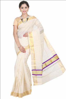 

Fashionkiosks Self Design Balarampuram Cotton Saree(Multicolor), Cream