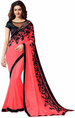 

Stylezone Embroidered Fashion Chiffon Saree(Pink