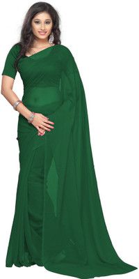 

Surupta Solid Fashion Georgette Saree(Green), Dark bottle green