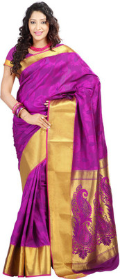 

Manthan Printed Daily Wear Art Silk Saree(Pink, Yellow), Dark pink & gold