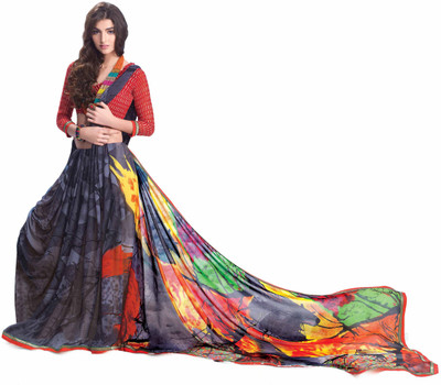 

Indianbeauty Self Design, Printed Bollywood Georgette Saree(Dark Blue)