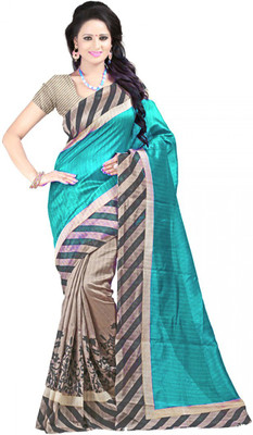 

Party Wear Dresses Printed Fashion Cotton Saree(Blue)