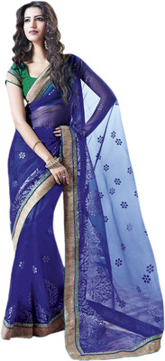 

Vishal Printed Fashion Net Saree(Blue)
