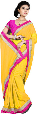 

Indian Wear Online Solid Fashion Chiffon Saree(Yellow)