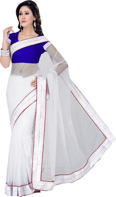 

Ishin Embroidered Fashion Net Saree(White), Off white