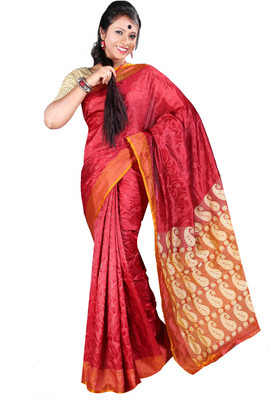 

Anushree Saree Printed Fashion Chanderi Saree(Multicolor), Red