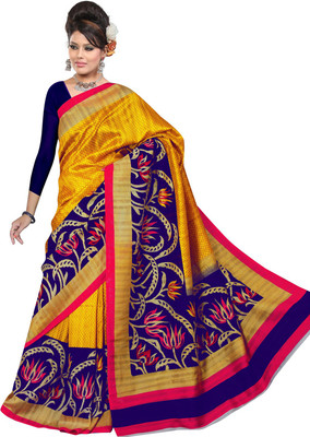 

Lovelylook Printed Daily Wear Art Silk Saree(Yellow, Blue)