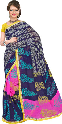 

Khushali Self Design, Printed, Embellished Fashion Georgette Saree(Blue, Multicolor)