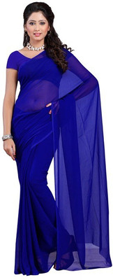 

Surupta Solid Daily Wear Chiffon Saree(Blue), Royal blue