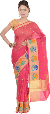 

Kdc Sarees Embroidered Banarasi Handloom Cotton Saree(Pink)