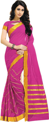 

Jannat Solid Fashion Cotton Saree(Pink, Gold), Gold;pink
