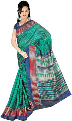 

Jiya Printed Bhagalpuri Art Silk Saree(Green)