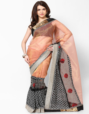 

Vivid India Self Design Fashion Art Silk, Net, Polycotton Saree(Multicolor), Peach