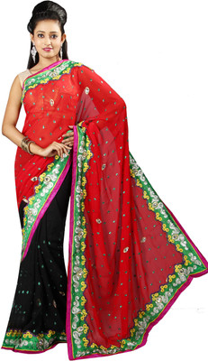

Anushree Saree Self Design Fashion Chanderi Saree(Multicolor), Red