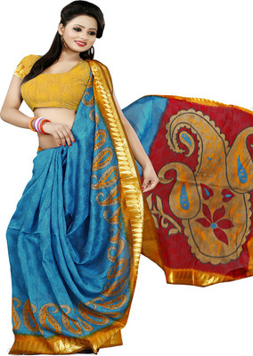 

Multi Retail Printed Bhagalpuri Jacquard Saree(Blue), Dark blue