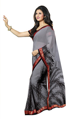 

Parisha Self Design, Printed Fashion Georgette Saree(Grey)