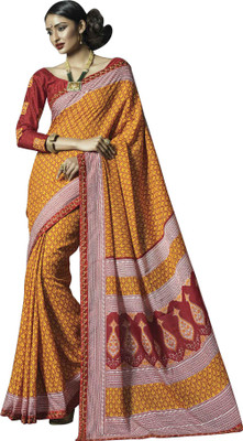 

Bhavi Printed Fashion Art Silk Saree(Yellow, Maroon), Maroon;yellow