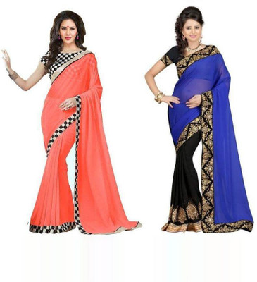 

Stylezone Self Design Fashion Chiffon Saree(Pack of 2, Multicolor)