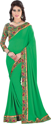 

Indianbeauty Self Design, Printed Bollywood Georgette Saree(Green)