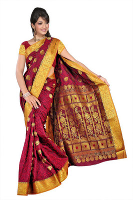 

Lovely Look Printed Daily Wear Art Silk Saree(Red, Yellow), Red & gold