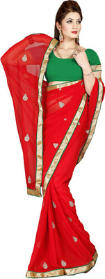 

Ishin Embellished Fashion Chiffon Saree(Red)