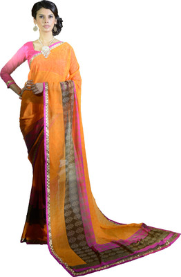 

Ewows Printed Fashion Georgette Saree(Multicolor), Beige;turquish green