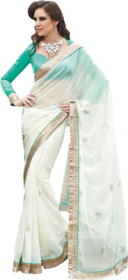 

Vishal Printed Fashion Chiffon Saree(Green, White), Off white