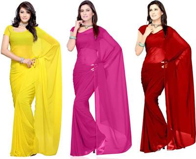 

Multi Retail Solid Bollywood Georgette Saree(Pack of 3, Multicolor)