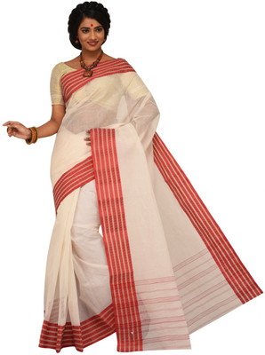 

Sangam Kolkata Embellished Fashion Handloom Cotton Saree(White)