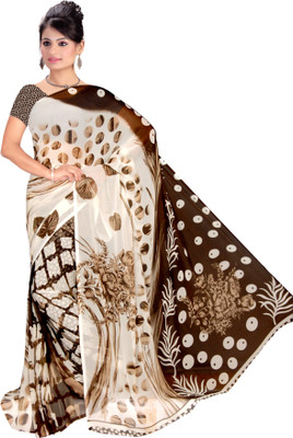 

Khoobee Self Design, Printed Fashion Georgette Saree(Beige, Brown)