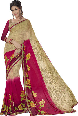 

Lovelylook Printed Fashion Georgette Saree(Multicolor), Beige;pink